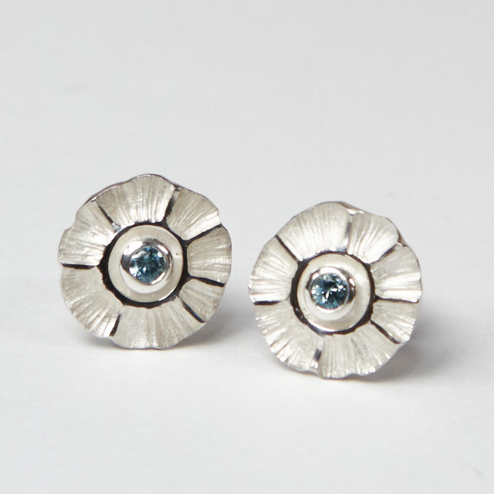 Ohrstecker, Silber 925, blaue Zirkone